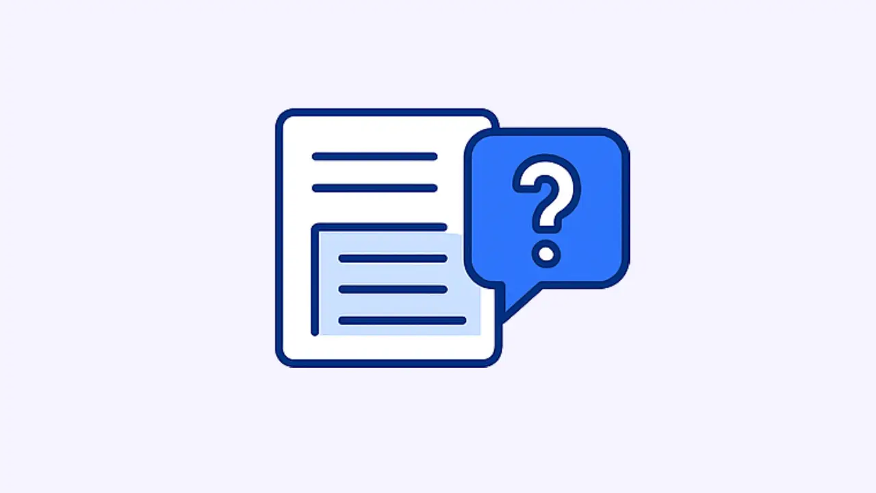 Icon showing AI-generated questions from a document, illustrating automatic question creation based on key text content.